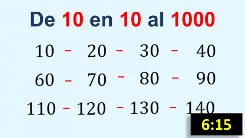 Los números de 10 en 10 hasta el 1000