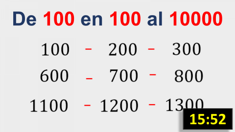 Los números de 100 en 100 hasta el 10000