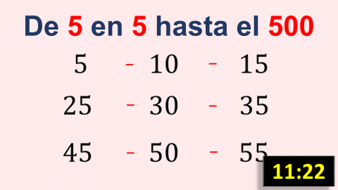 Los números de 5 en 5 hasta el 500