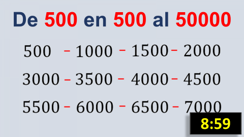Los números de 500 en 500 hasta el 50000