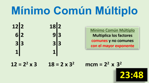 Mínimo Común Múltiplo descomponiendo en factores primos