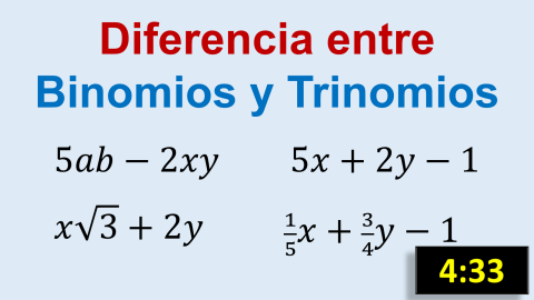 Diferencia entre binomios y trinomios