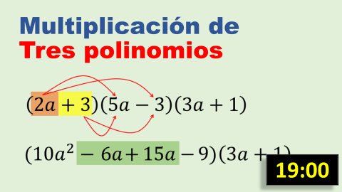 Multiplicación de tres polinomios
