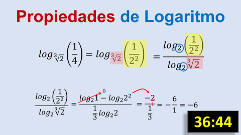 Propiedades de logaritmos con cambio de base