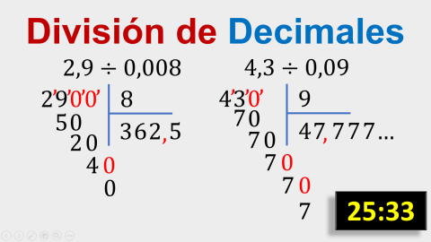 División de decimal entre decimal