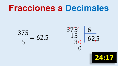 Conversión de Fracción Impropia a número decimal