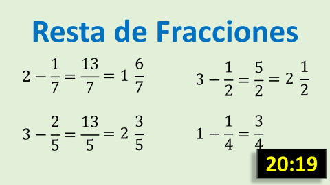 Resta de un entero menos una fracción