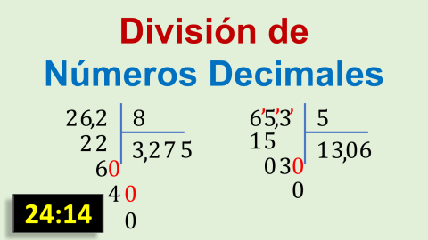 División de un número decimal entre un entero