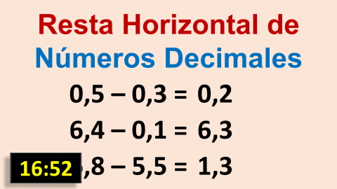 Resta Horizontal de Números Decimales