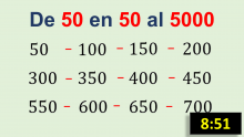 Los números de 50 en 50 hasta el 5000