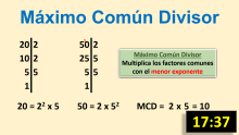 Máximo Común Divisor descomponiendo en factores primos