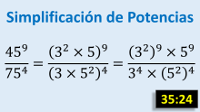 Simplificación de potencias descomponiendo en factores primos