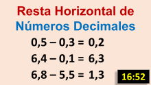 Resta Horizontal de Números Decimales