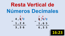 Resta Vertical de Números Decimales