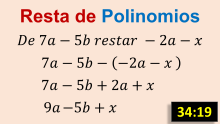 Resta de Polinomios con Coeficientes Enteros
