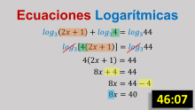 Ecuaciones logaritmicas aplicando propiedades