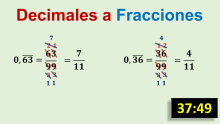 Transformación de un número decimal periódico puro en una fracción