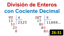 Divisiones con cociente decimal