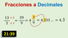 Conversión de Fracción con denominador 9 a decimal 