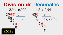 División de decimal entre decimal