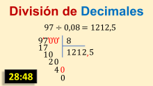 División de números enteros entre decimales