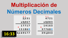 Multiplicación vertical de números decimales