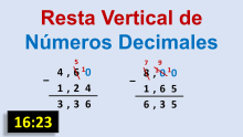 Resta Vertical de Números Decimales